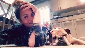 Chrissy Teigen and French Bulldog